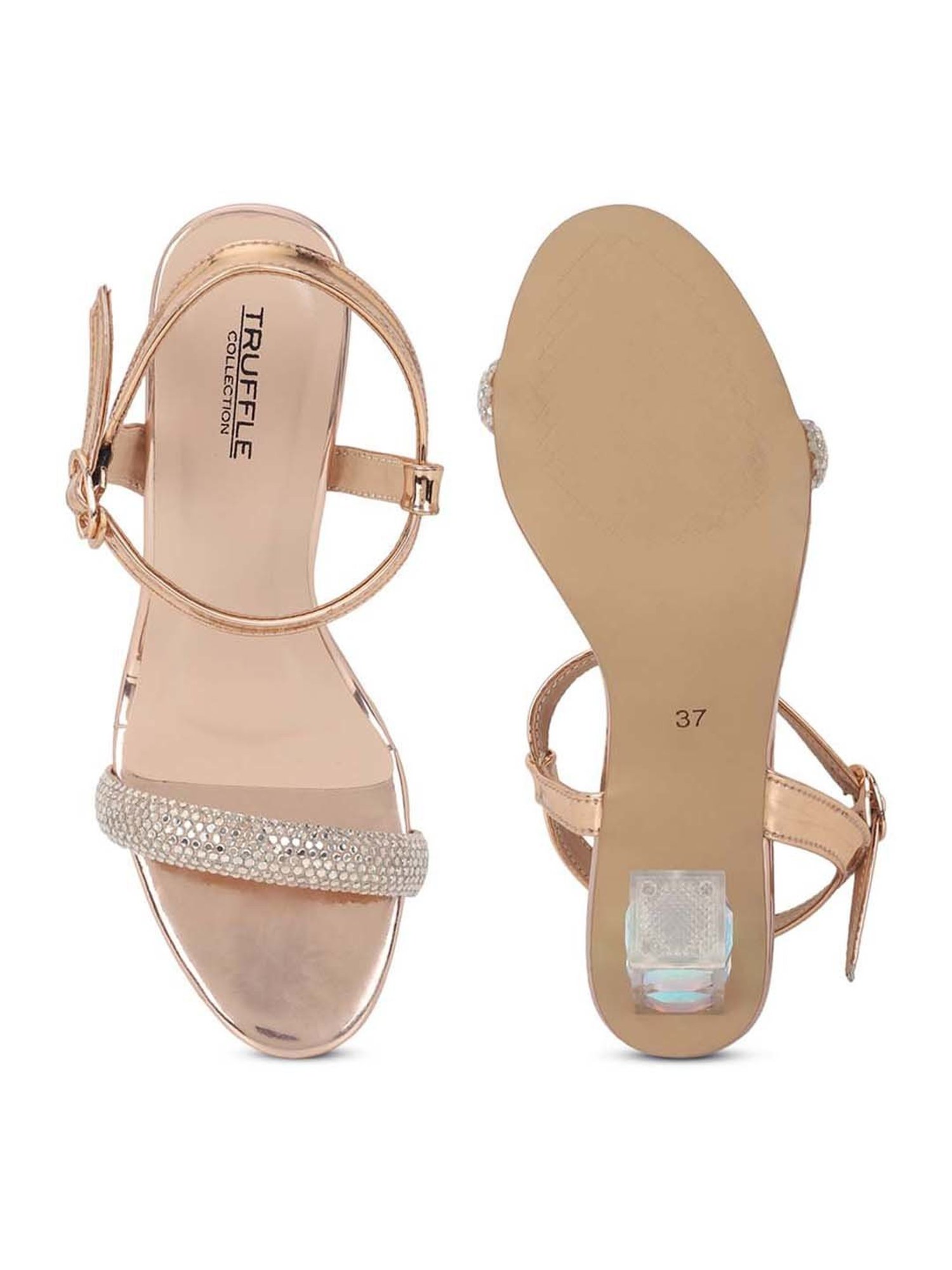 Truffle Collection Women's Rose Gold Ankle Strap Sandals