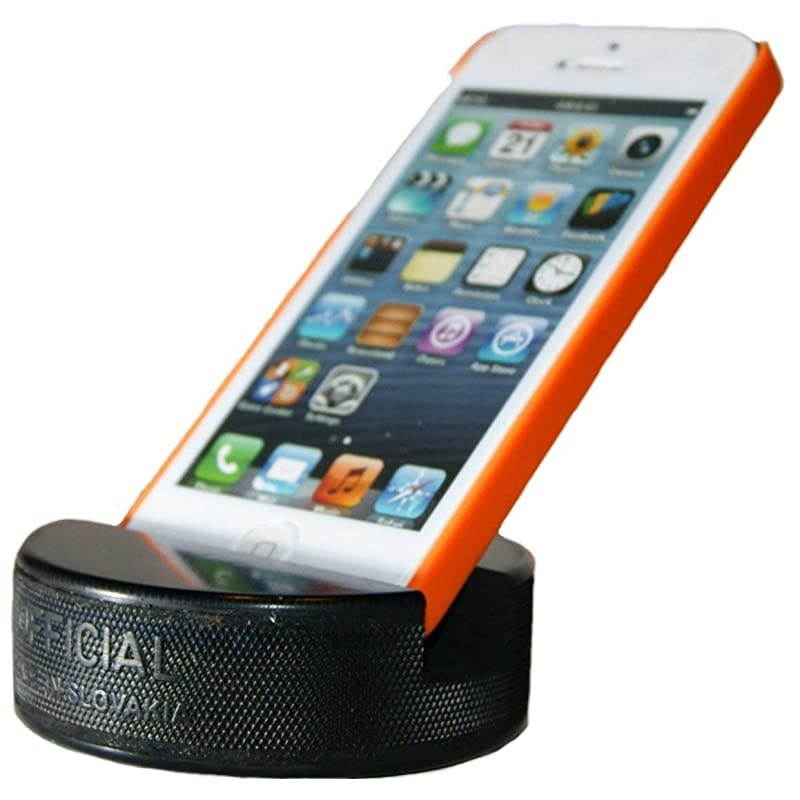 The Original Indestructible Hockey Puck Cell Phone Stand - The Best Universal Smartphone Stand. Compatible for All iPhone/Samsung/Google/LG Smartphones. Made from a Real Hockey Puck (1 Pack)