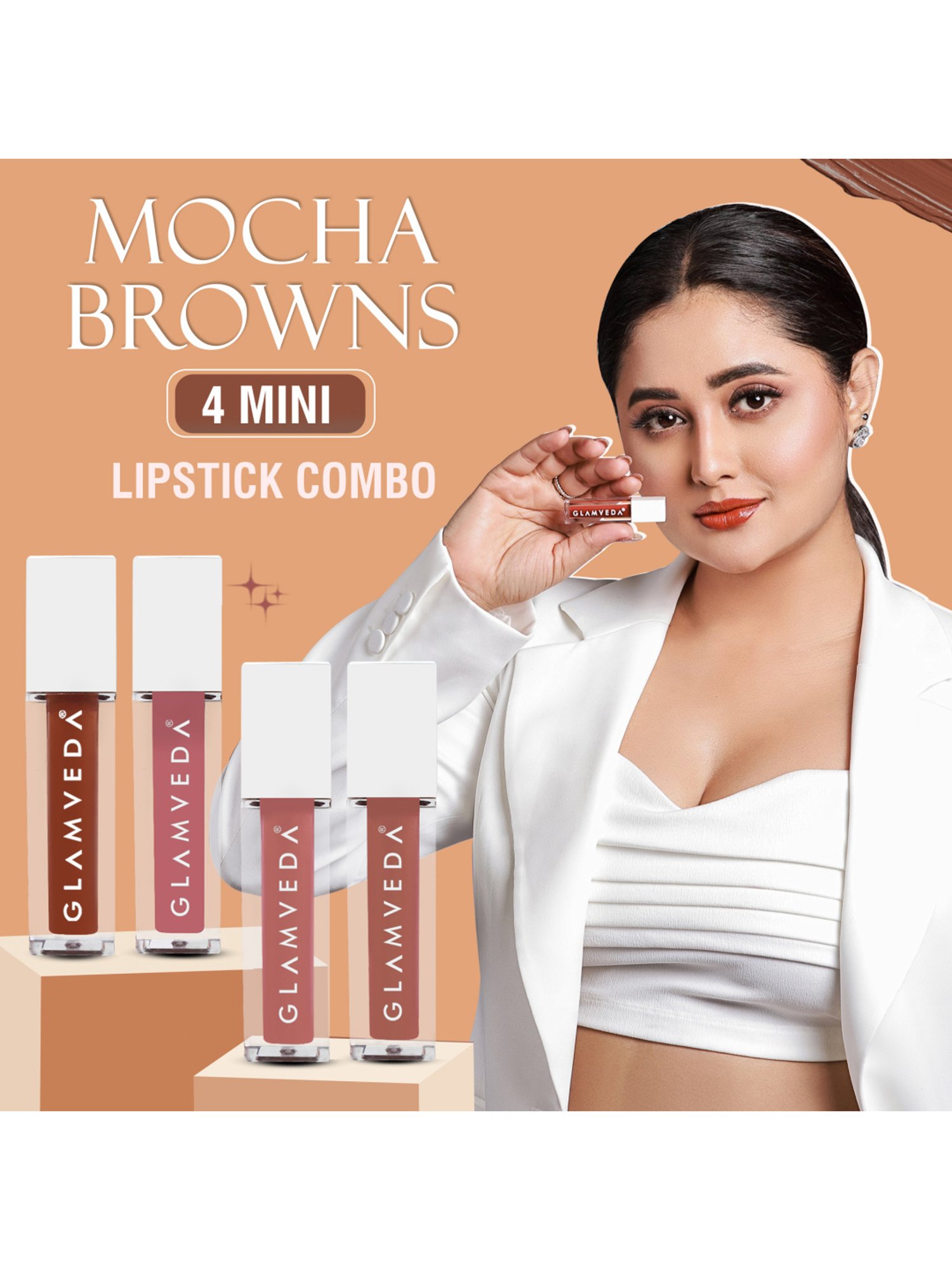 Glamveda X Rashami Desai Mini Liquid Lipstick Mocha Browns Combo