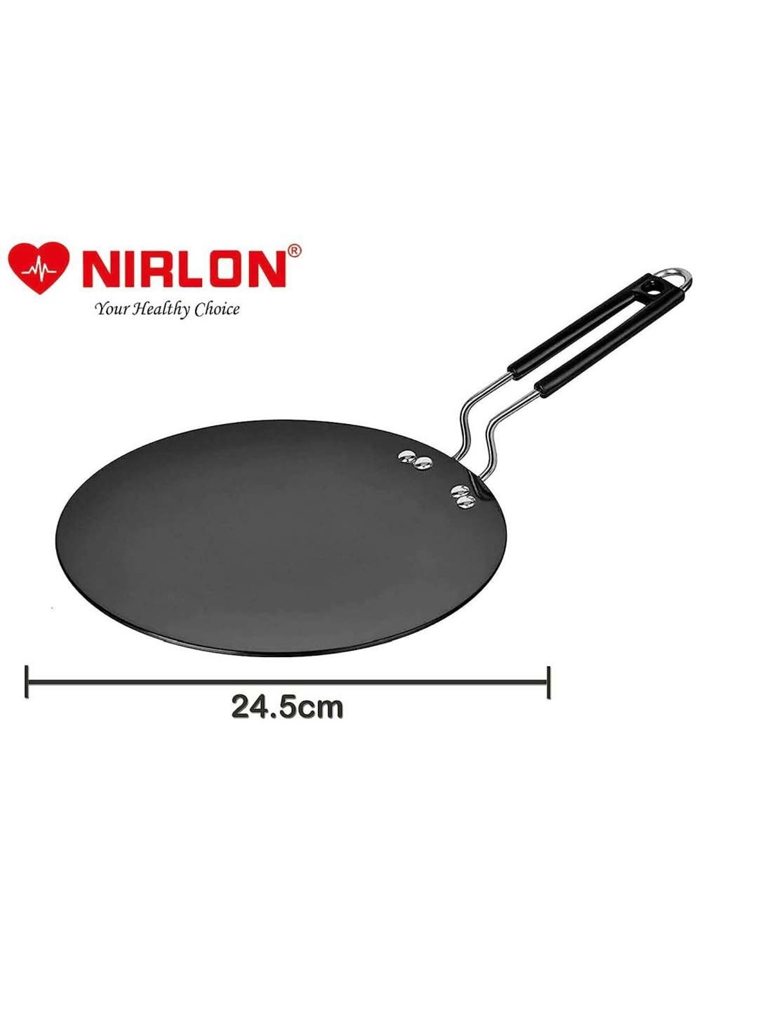 Nirlon Black Hard Anodised 24.5 cm Concave Roti Tawa With Bakelite Wire Handle (0.5 L)