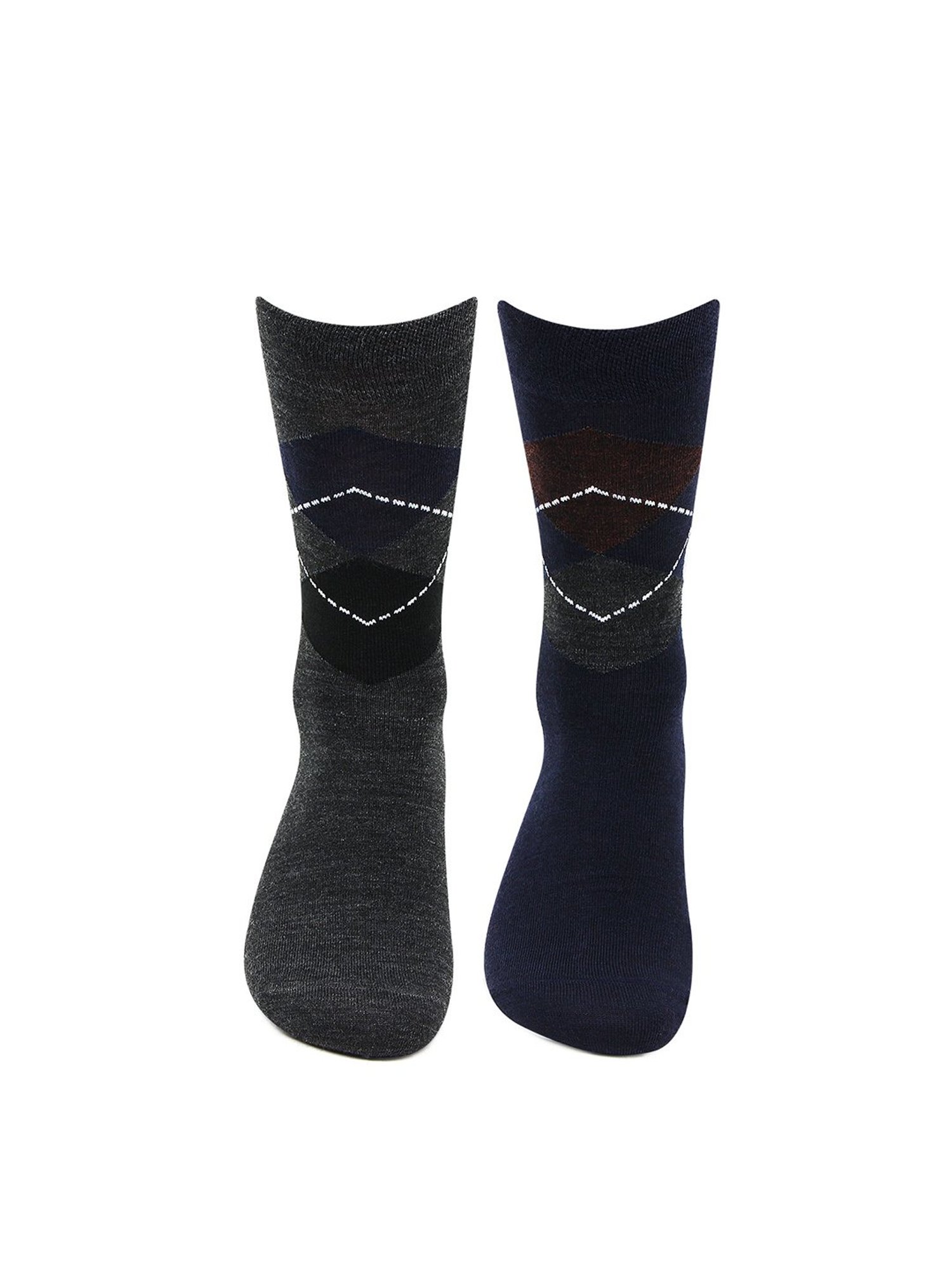 Bonjour Navy and Dark Grey Socks (Pack Of 2)