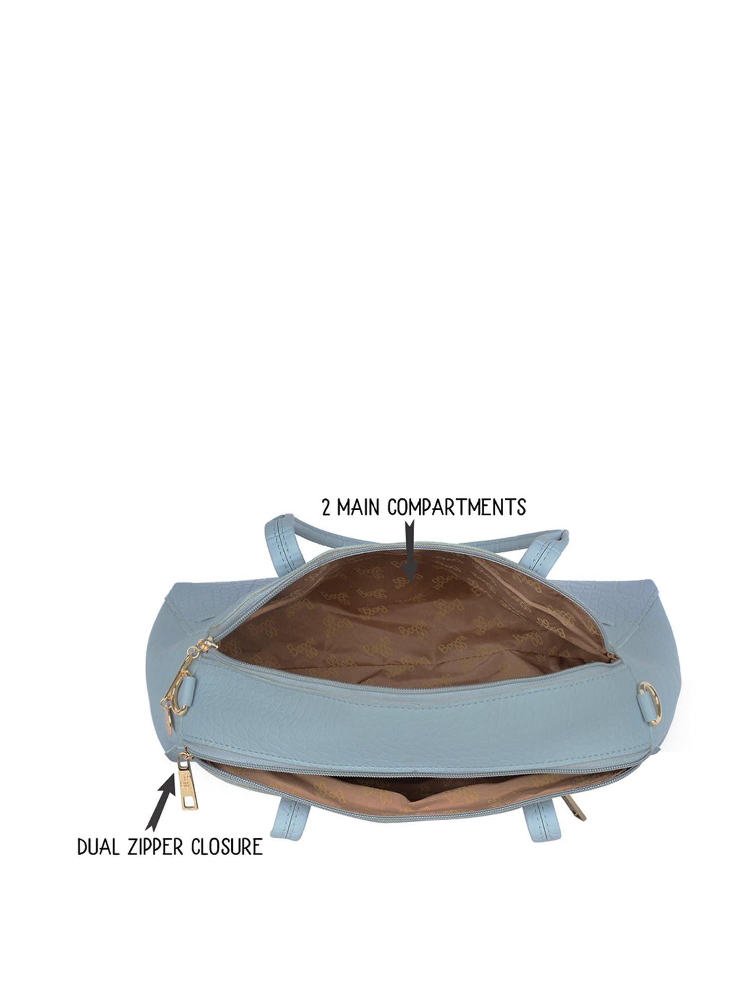 Baggit Blue Solid Medium Handbag