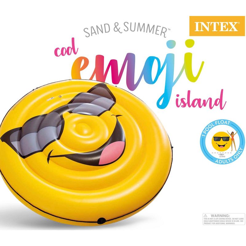 Intex Giant Inflatable Emoji Cool Guy Island Lounger Ride-On Swimming Pool Float