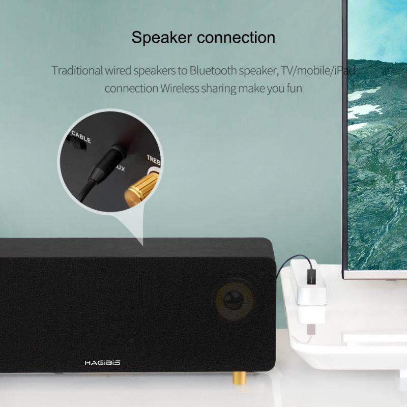 Hagibis Bluetooth Receiver Bluetooth 5.0 Adapter Hands-Free Bluetooth Car Kits AUX Audio 3.5mm Jack Stereo Music Wireless Receiver for Car Speaker Home Built-in Microphone