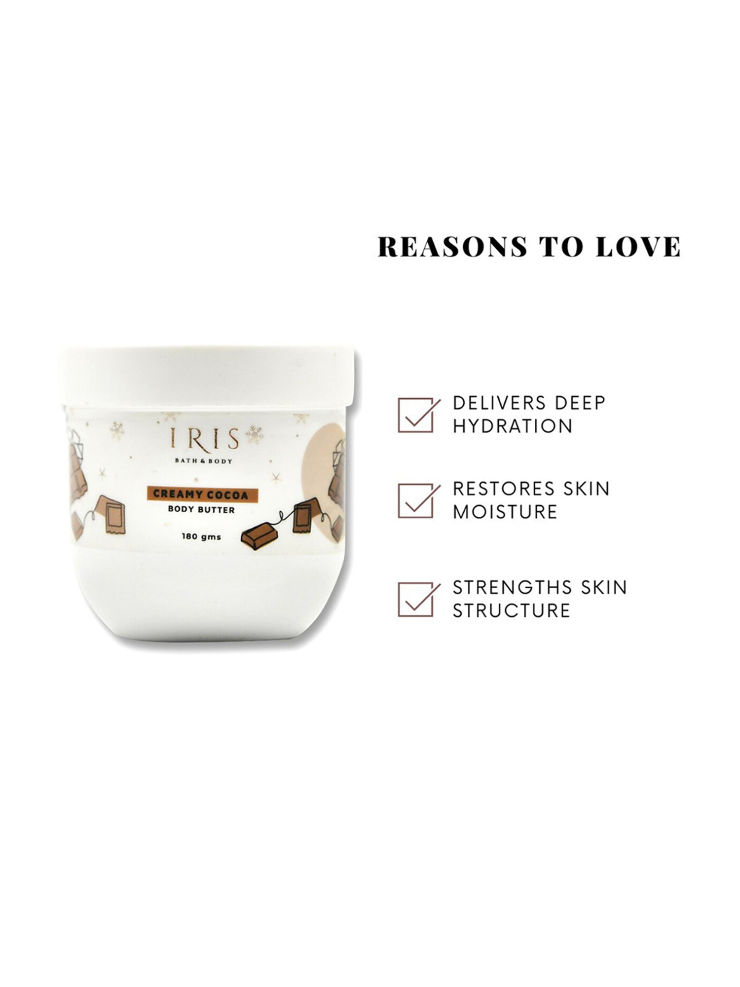 Iris Cosmetics Creamy Cocoa Body Butter - 180 gm