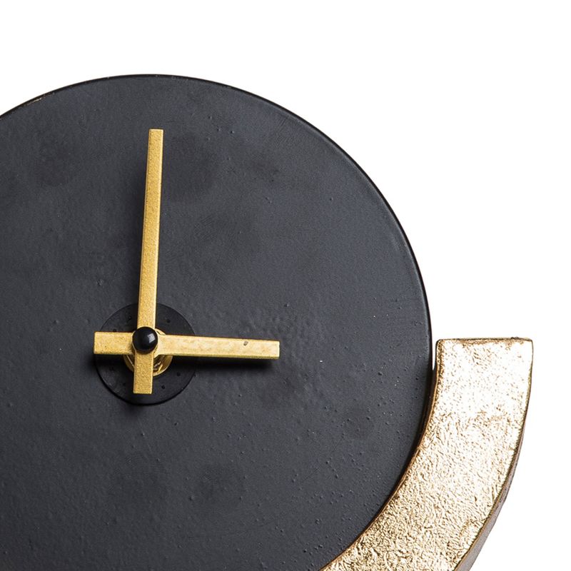 Black and Gold Metal Half Moon Battery Operated Table Clock - Foreside Home & Garden