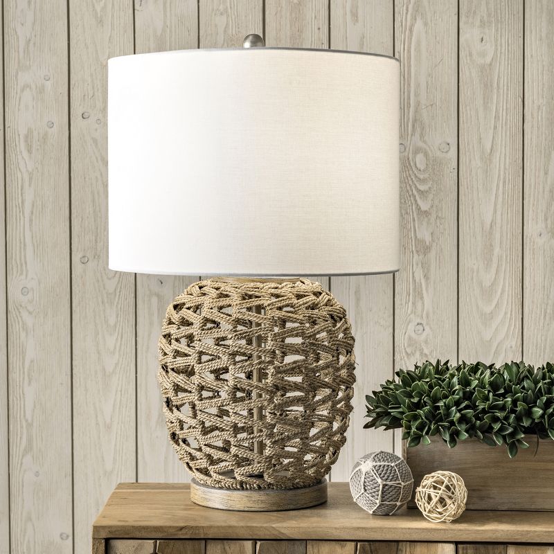 nuLOOM Bristol 24" Rattan Table Lamp Lighting - Tan 23.5" H x 15" W x 15" D
