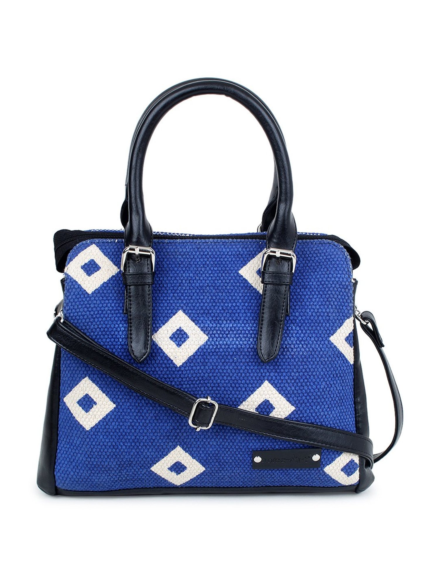 Spice Art Blue Printed Medium Satchel Handbag