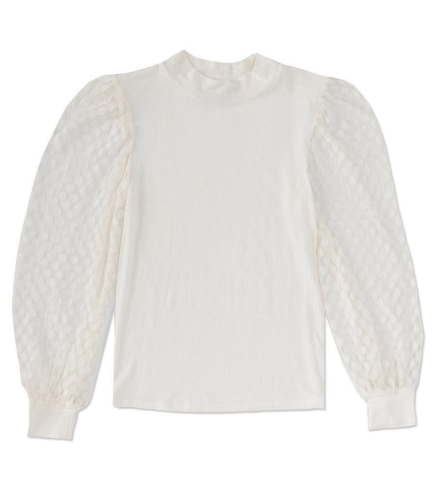 Xtraordinary Big Girls 7-16 Lace-Sleeve Mockneck Top