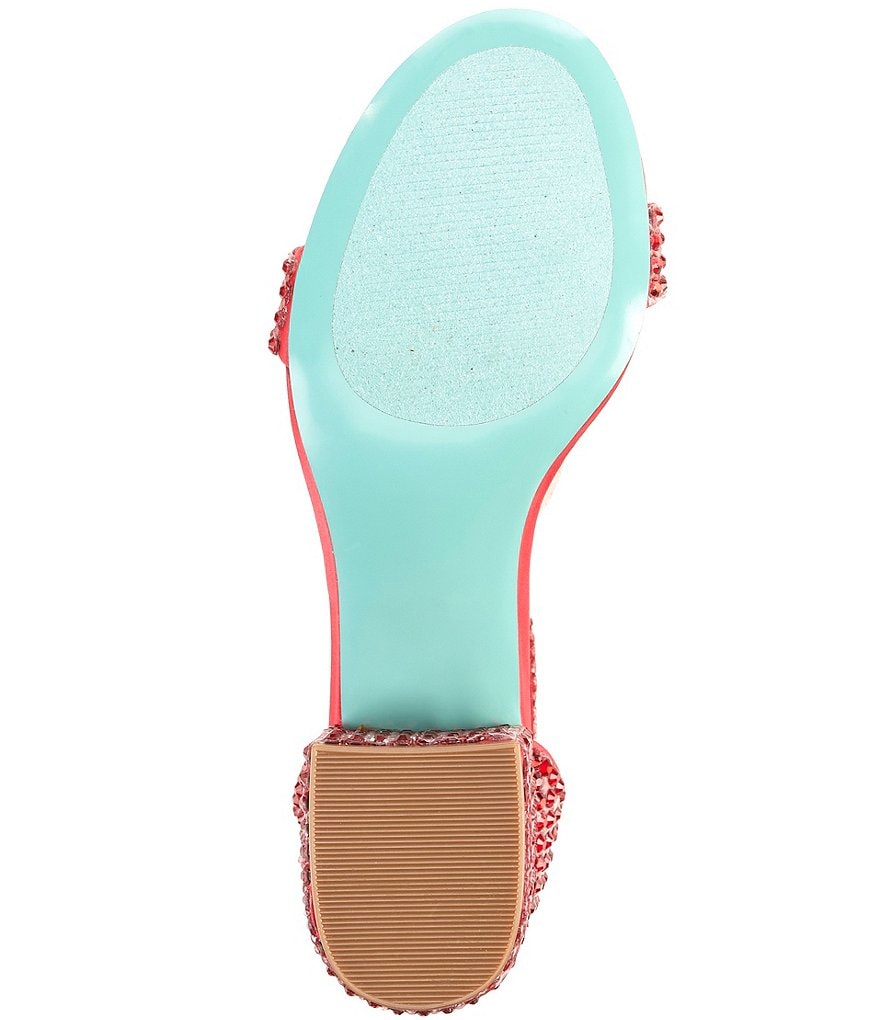 Blue by Betsey Johnson Mari Oversized Rhinestone Embellished Block Heel Dress Sandals