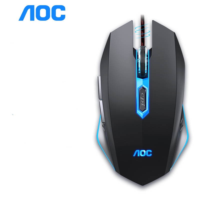 AOC Ergonomic Design GM140 6-Programmable Buttons, 2400 DPI Gaming Mouse for PC and Laptop, Cool Backlit