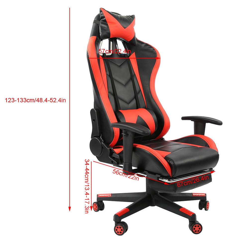 Gaming Chair with Footrest High-Back PU Leather Office Chair with Headrest maximum load 200KG / 440.9lb