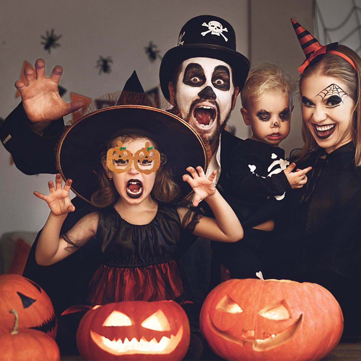 3pcs Halloween Glasses Spider Pumpkin Ghost Glasses for Party (Assorted Color)