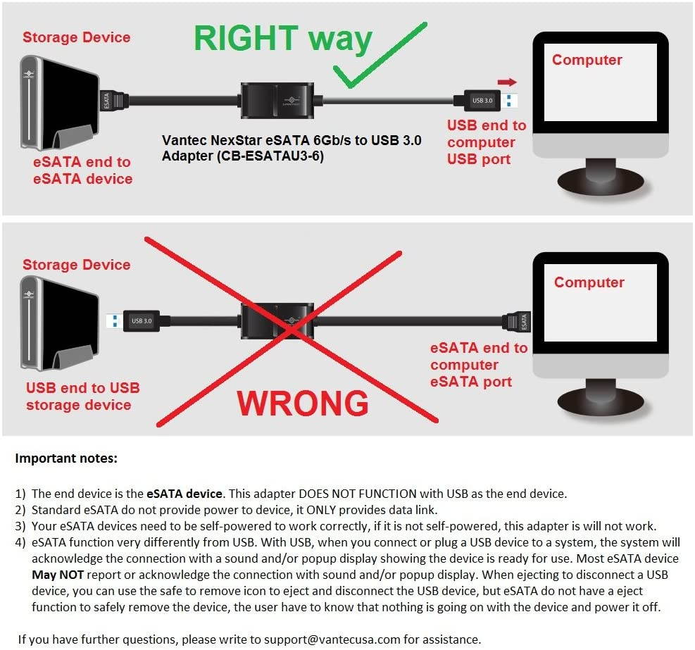 Vantec NexStar eSATA 6Gb/s to USB 3.0 Adapter (CB-ESATAU3-6)