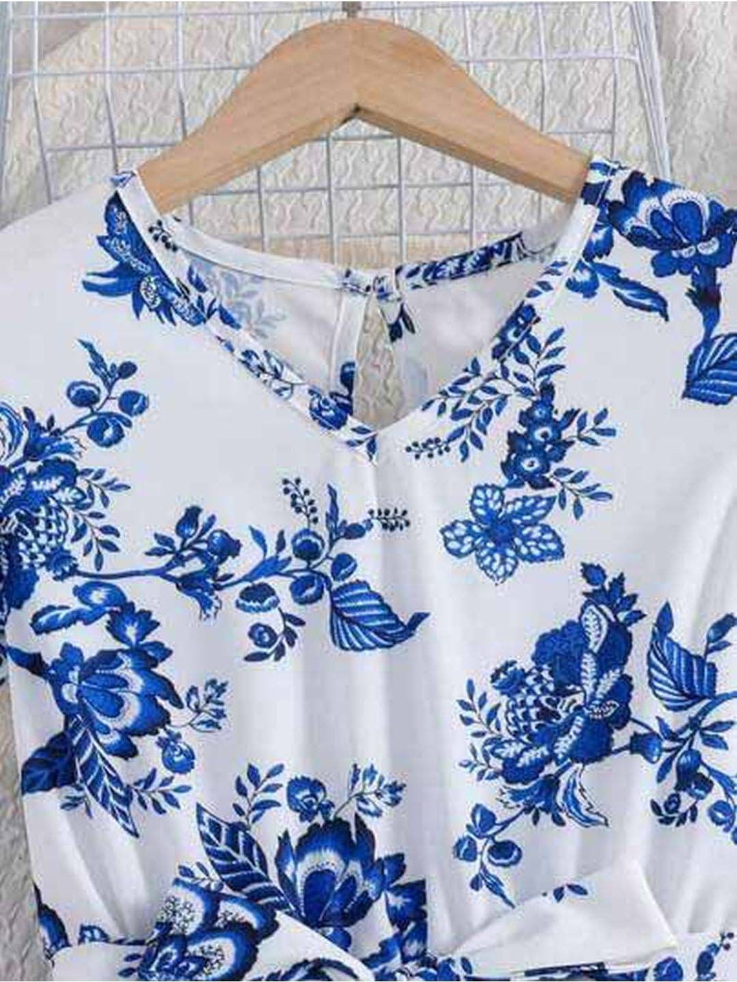 Bolly Lounge Girls Sky Blue & White Floral Dress