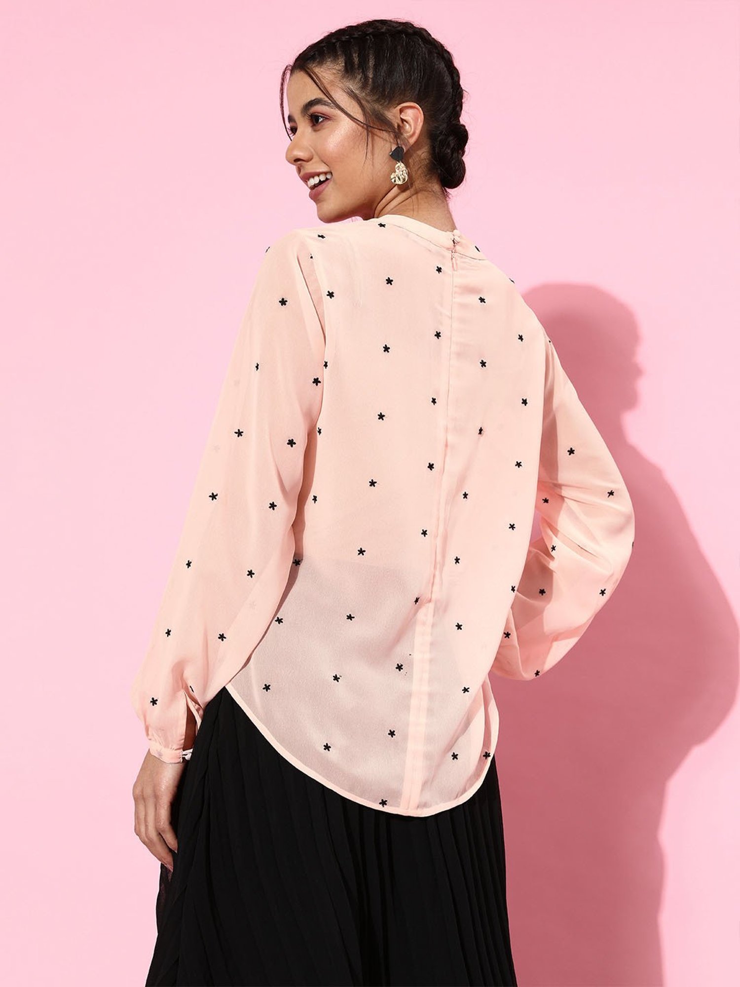 QUIERO Pink Embroidered Top