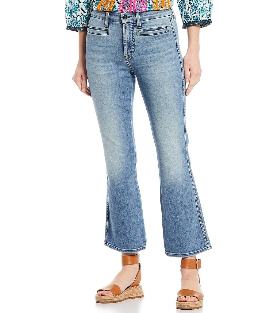 JEN7 by 7 for All Mankind Cropped Flare Leg Straight Hem Kick Jeans