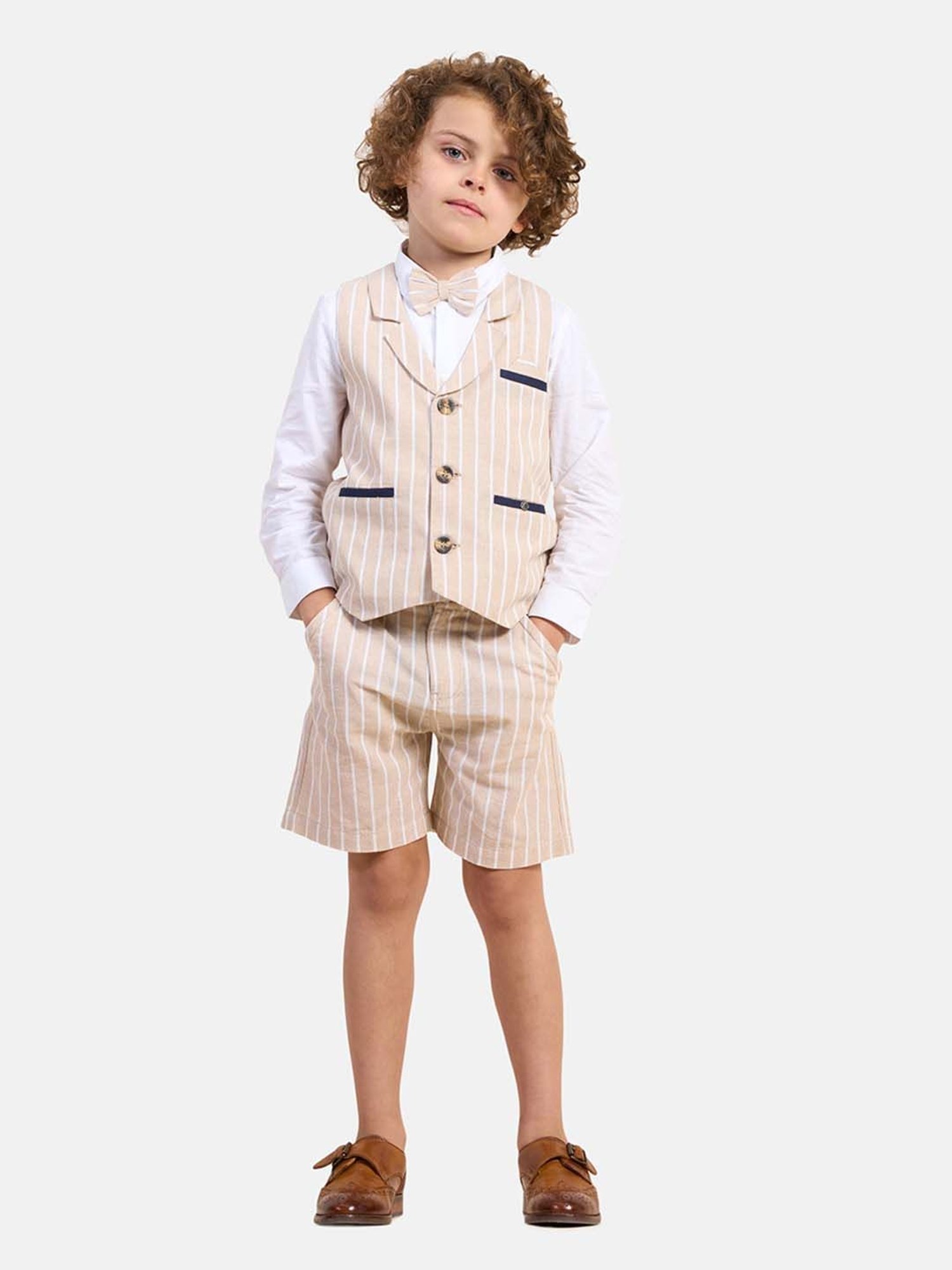 Angel & Rocket Kids Khaki Striped Waistcoat