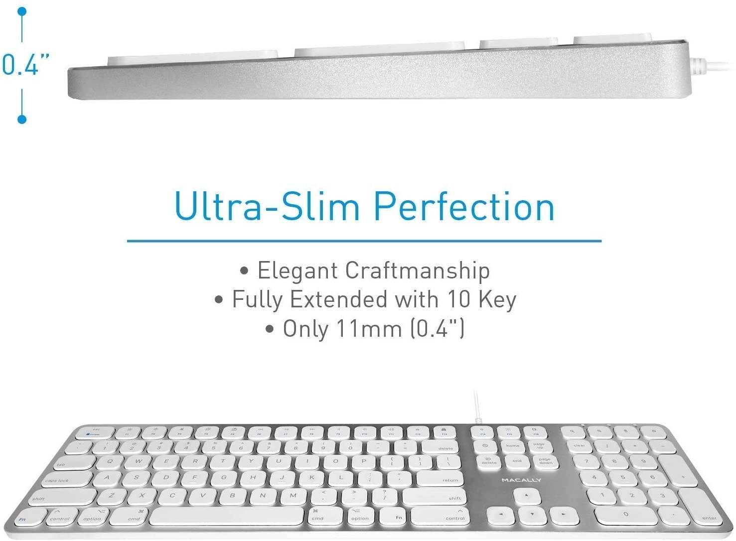 Macally Wired Mac Keyboard and a Silent Mouse with Adjustable DPI, Upgrade Your Workspace