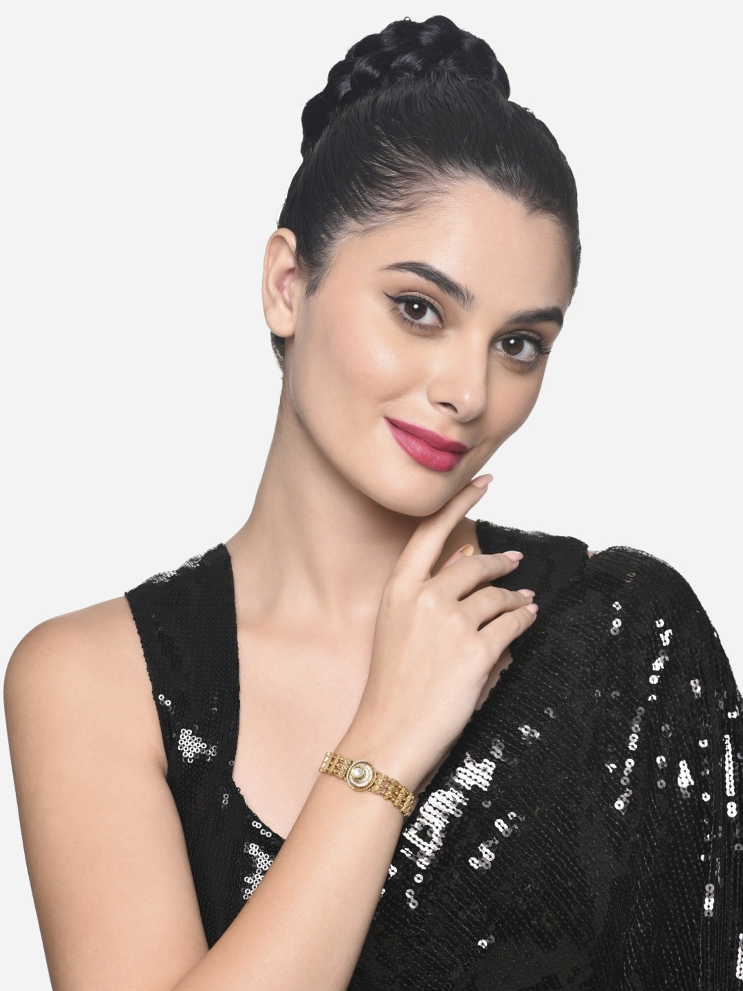 Zaveri Pearls Gold Tone Ethnic Kundan & Diamonds Embellished Bracelet-ZPFK16239