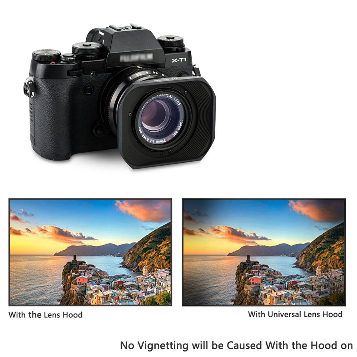 Camera Lens Hood JJC Bayonet Hood Shade for Fuji Fujifilm FUJINON XF 35mm F2 R WR & XF 23mm F2 R WR Lens Replaces Fujifilm LH-XF35-2 Hood with a Hood Cap -Black