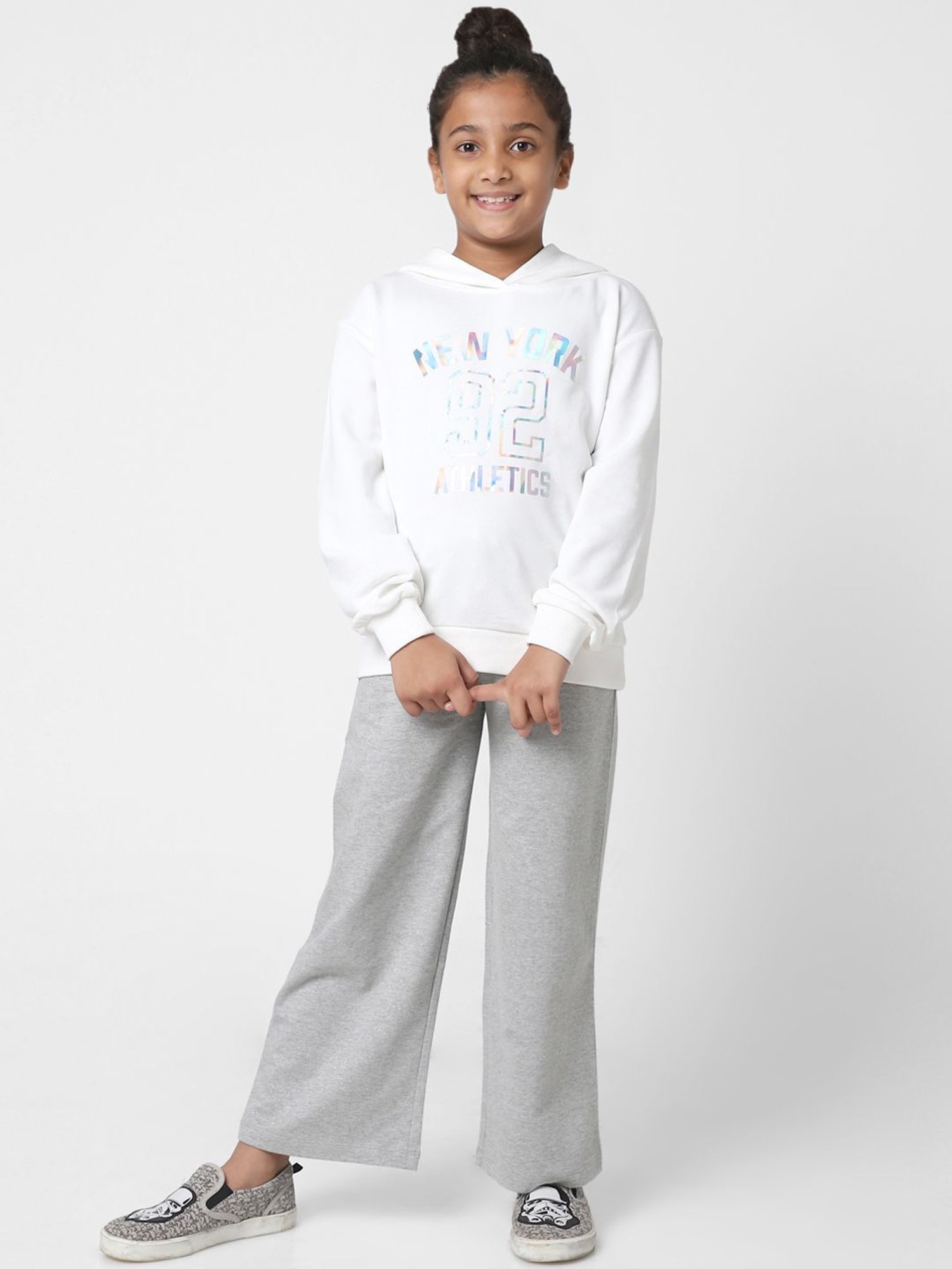 KIDS ONLY White Printed Full Sleeves Sweatshirt