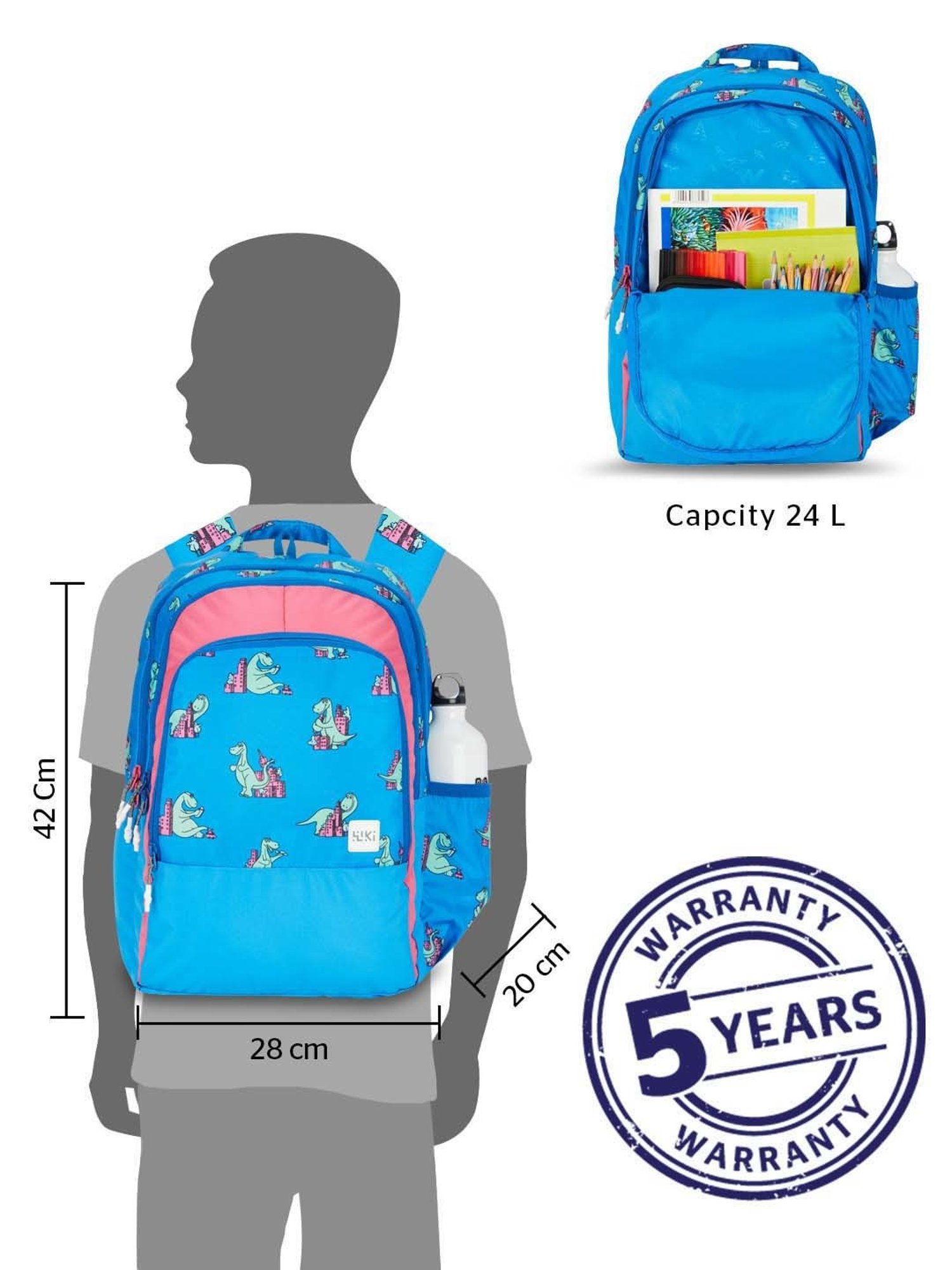 Wiki 24 Ltrs Blue Medium Backpack