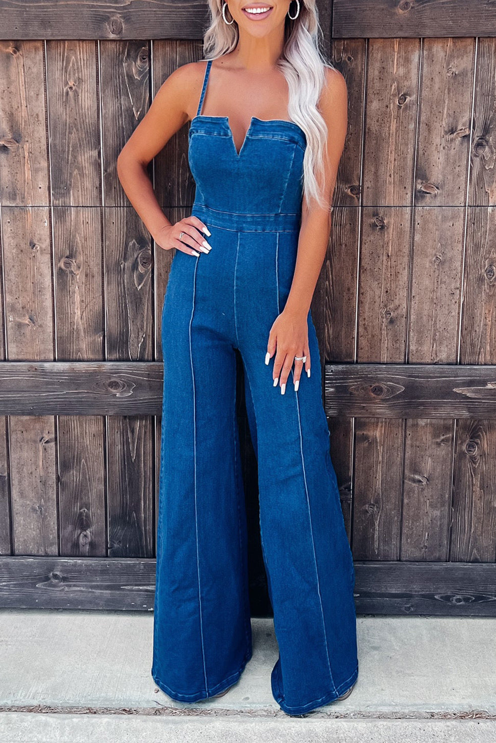 Rose Tan Solid Self Tied Straps Pleated Wide Leg Jumpsuit
