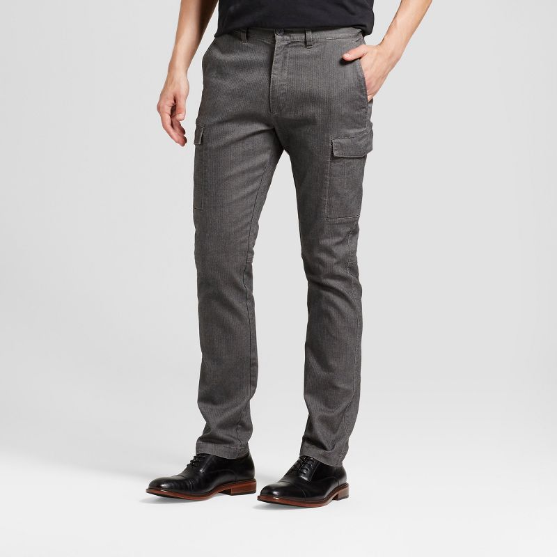 Men's Slim Herringbone Cargo Pants - Goodfellow & Co™ Gray 42X30