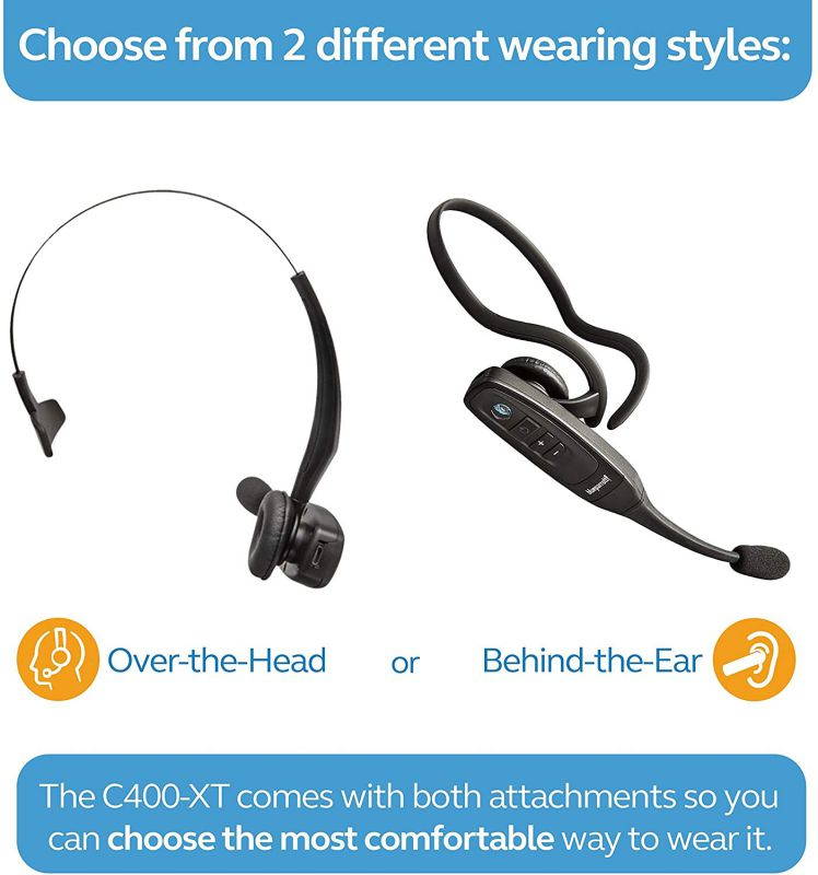 BlueParrott C400-XT Voice-Controlled Bluetooth Headset with 96% Noise Canceling Microphone for iOS and Android Bundle with Blucoil 5000mAh Portable Power Bank, and 3-FT USB 2.0 Type-A Extension Cable