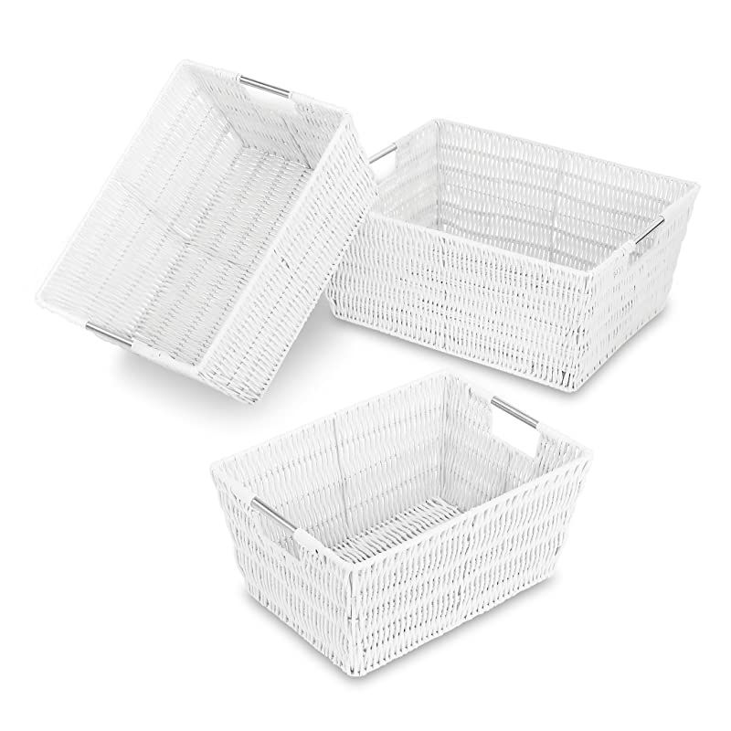 Rattique Storage Baskets White 3 Piece Set