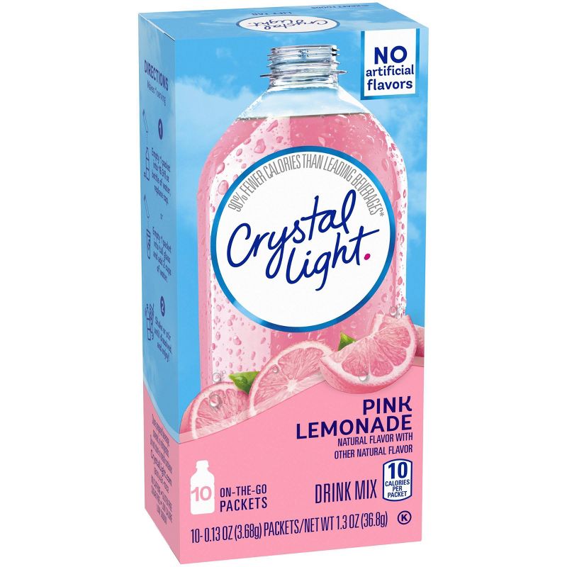 Crystal Light On The Go Natural Pink Lemonade Drink Mix - 10pk/0.13oz Pouches