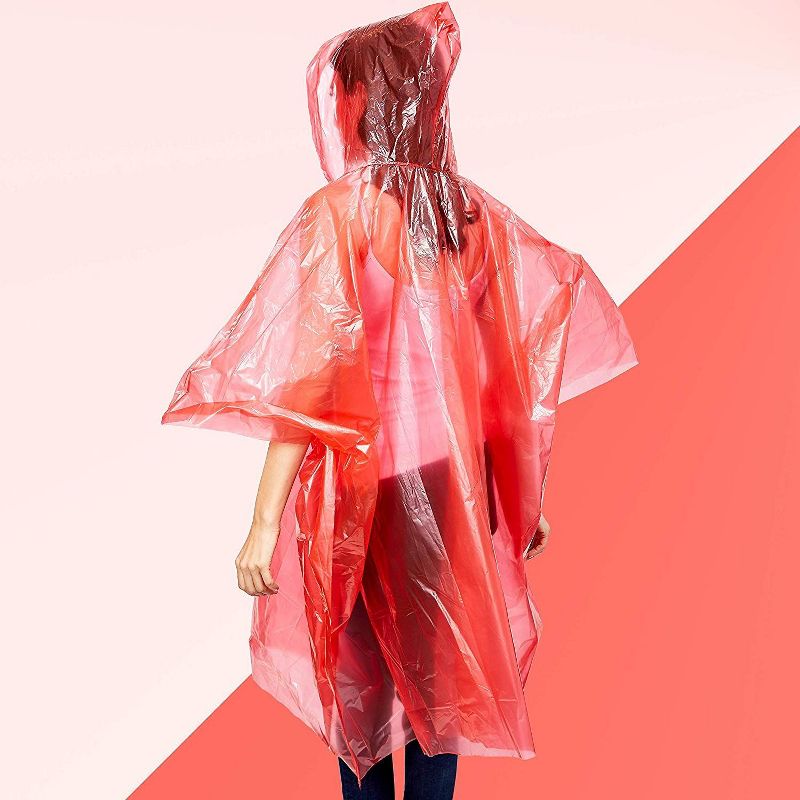 Juvale 10 Pack Adult Rain Poncho w/ Drawstring, Raincoats for Camping, Hiking, Sport or Outdoors (5 Colors)