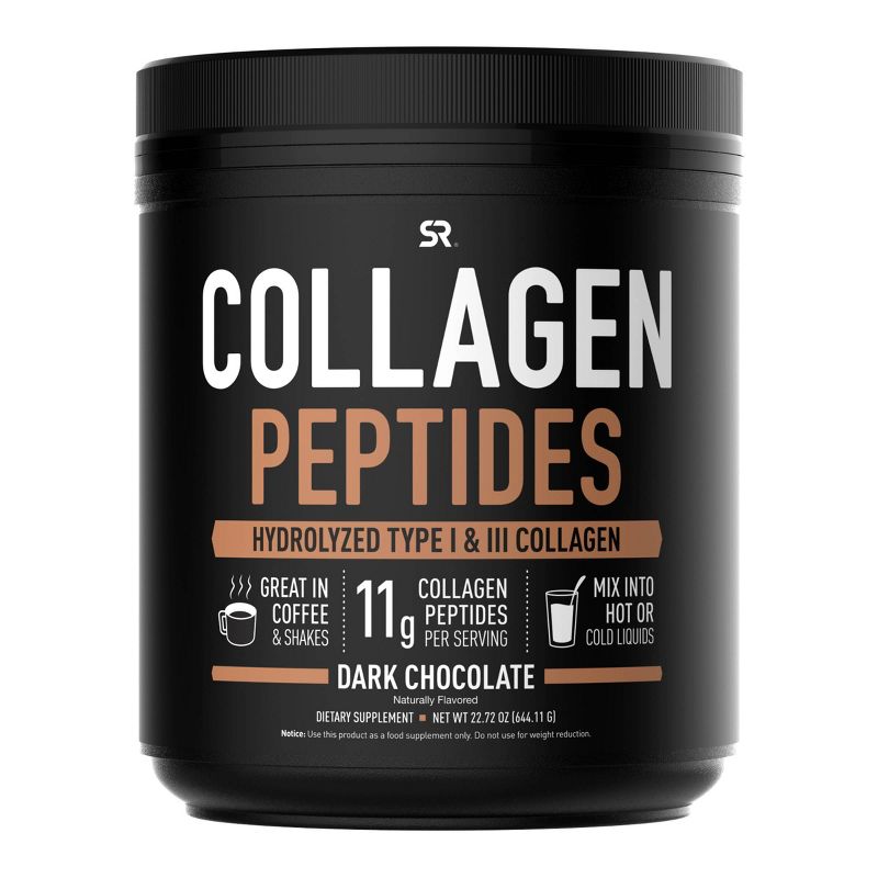 Sports Research Hydrolyzed Type 1 & 3 Collagen Peptides - Dark Chocolate - 22.72oz