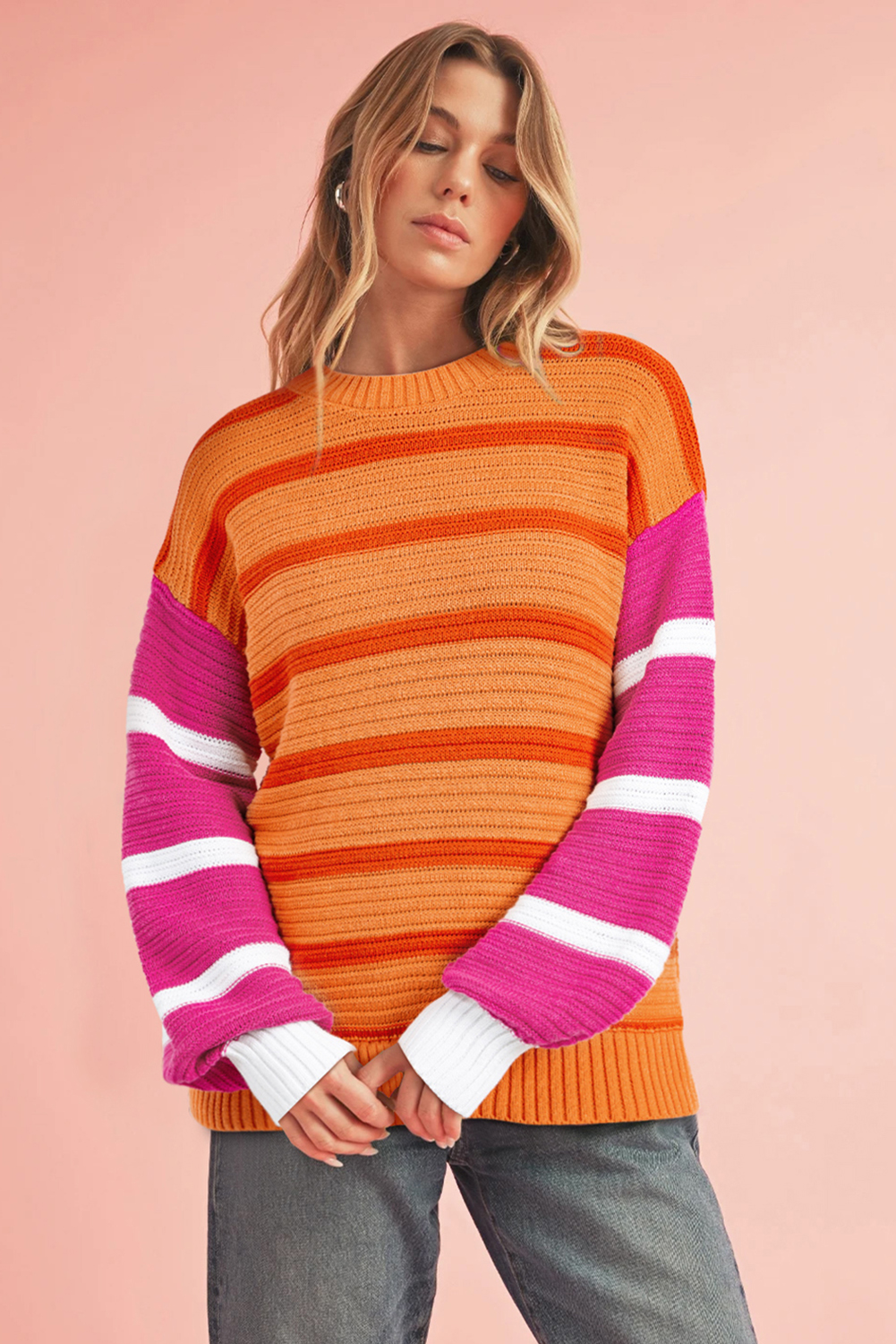 Pink Merry & Bright Pop Up Letter Waffle Knit Sweater