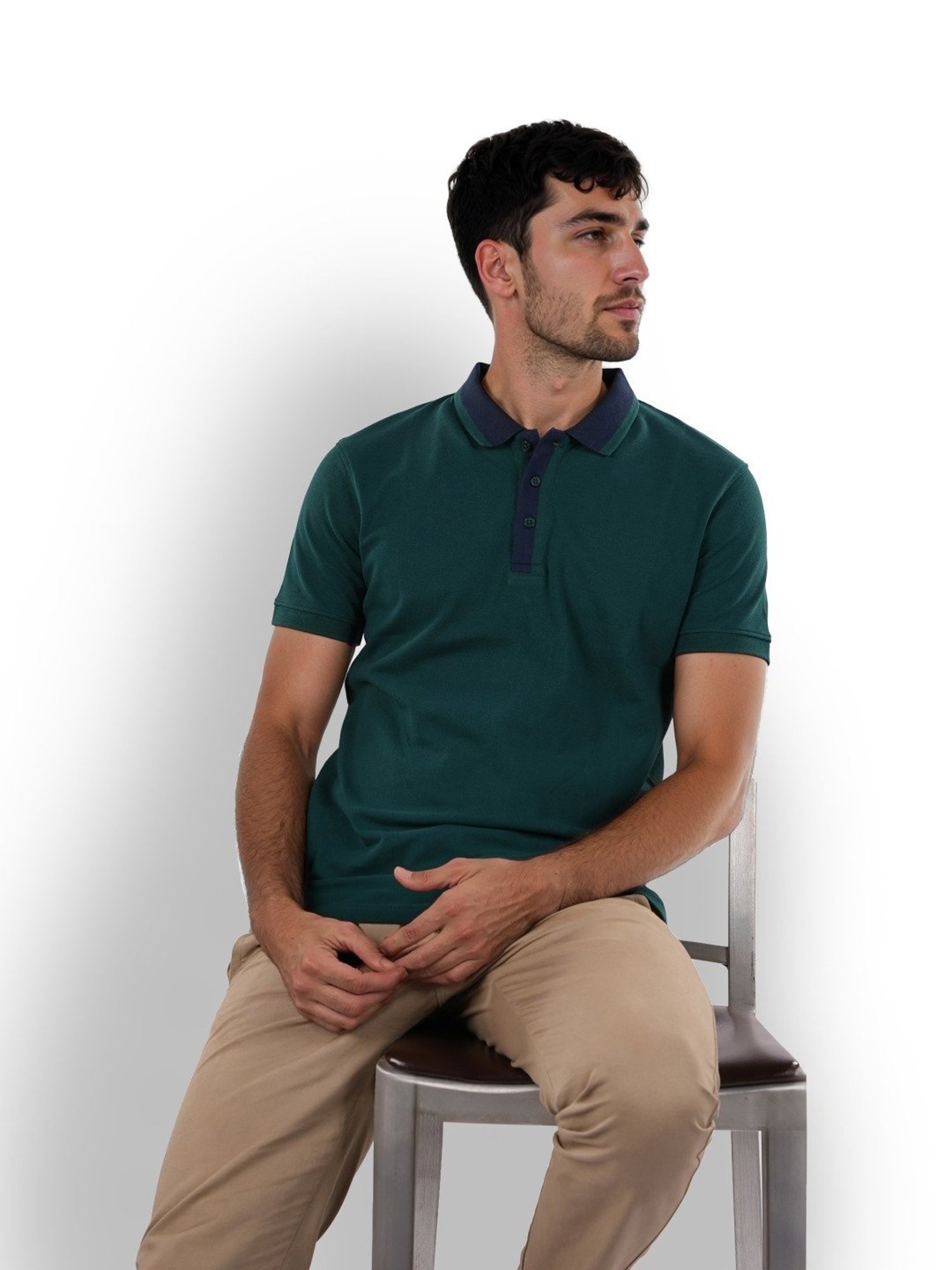 Celio* Green Cotton Regular Fit Polo T-Shirt