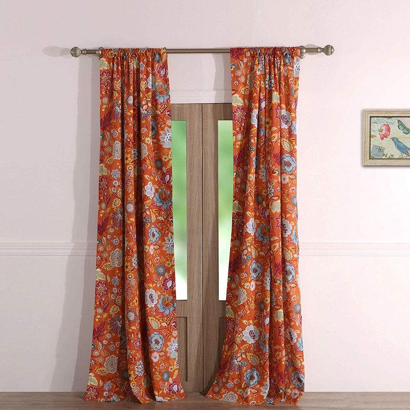 Greenland Home Fashion Astoria Festive Window Curtain Panel - 42 x 63, Orange