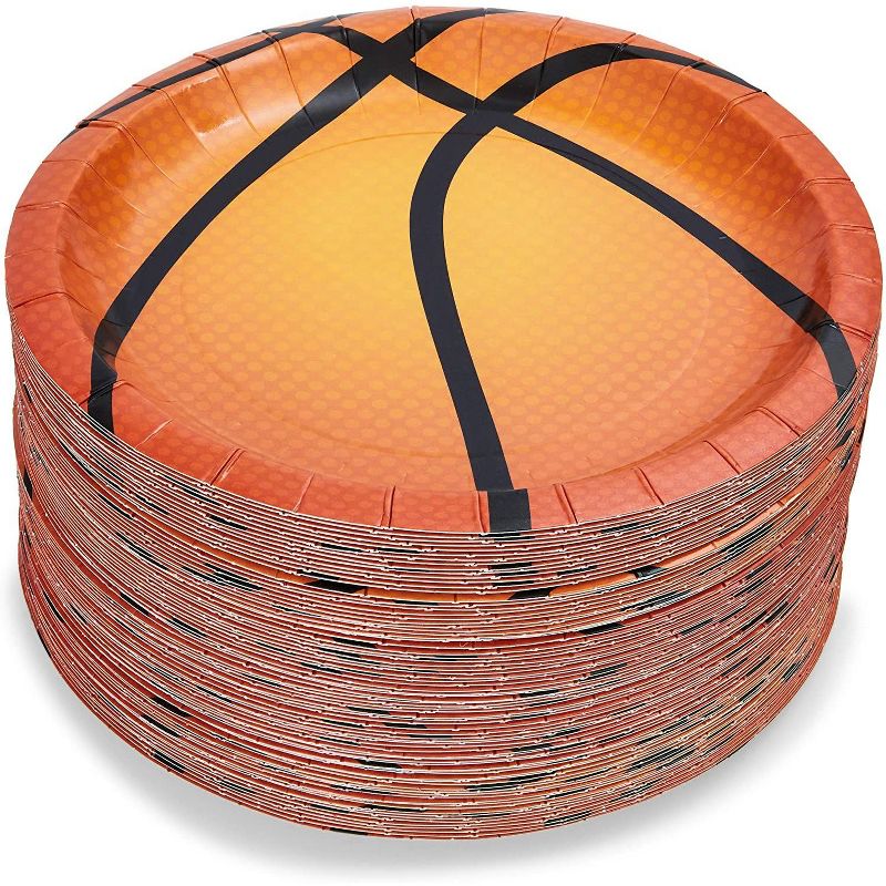 Blue Panda 80-Pack Basketball Party Supplies, Sports Theme Disposable Paper Dessert Plates for Kids Birthday 7"