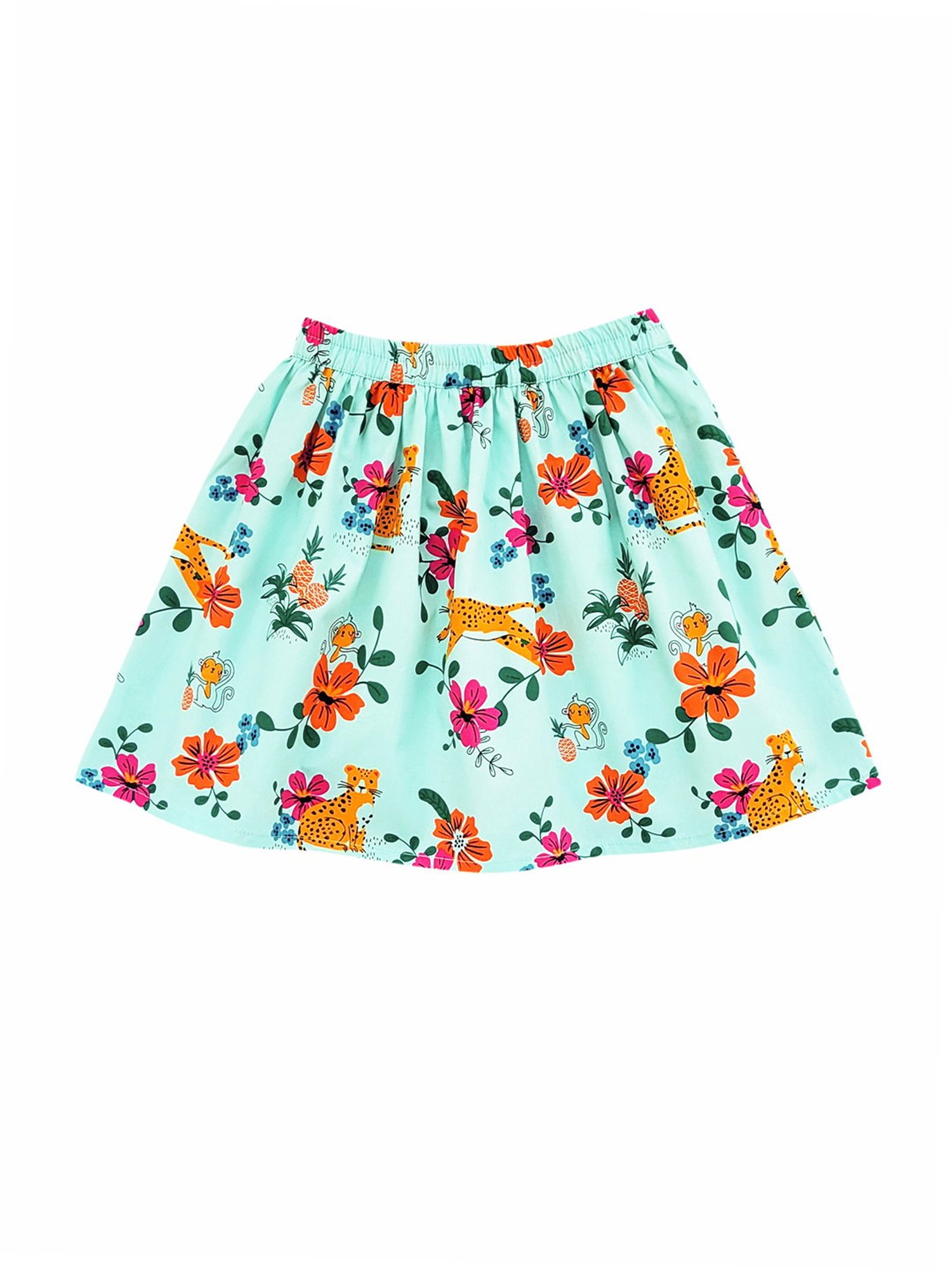 Campana Kids Orange & Turquoise Printed Top with Skirt