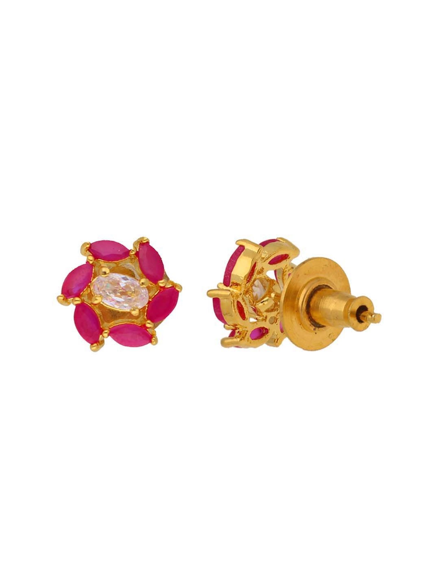 Sri Jagdamba Pearls Pink Stone Stud Earrings