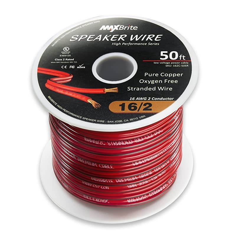 ft 16 Gauge Stranded Flexible Dual Conductor Bonded Zip Cord Wire Oxygen Free Pure Copper UL Listed Class 2