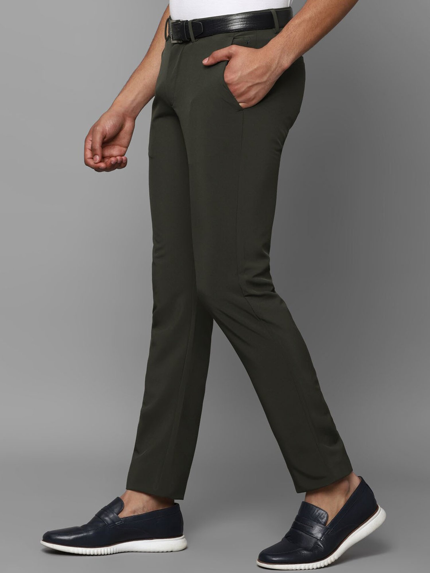 Allen Solly Green Regular Fit Trousers