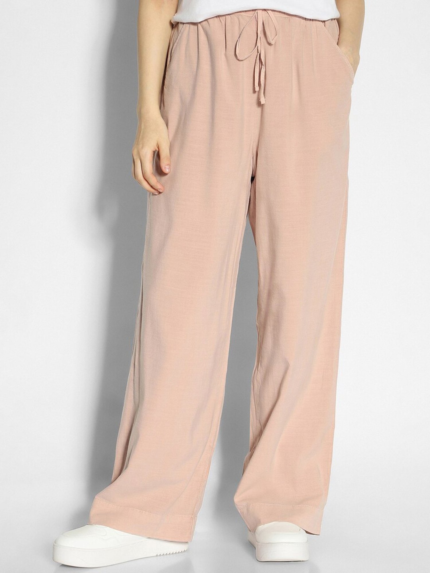 American Eagle Outfitters Pink Blended Regular Fit Mid Rise Pants