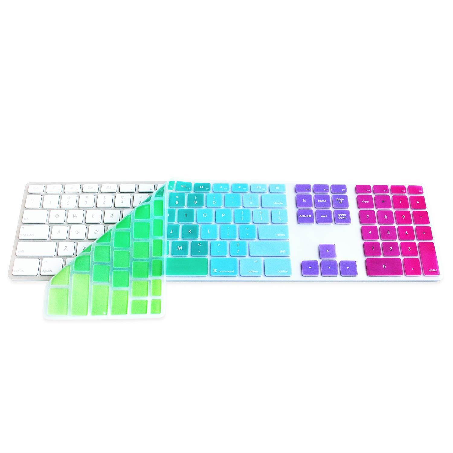 ProElife Silicone Full Size Ultra Thin Keyboard Cover Skin for Apple iMac Keyboard with Numeric Keypad Wired USB MB110LL/B--A1243 (Rainbow)