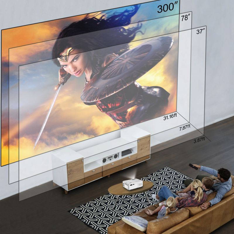 WiFi Bluetooth Projector - Artlii Enjoy 2 Mini Projector for iPhone Support Full HD 1080P, Keystone & Zoom, Outdoor Movie Home Theater Projector Compatible with TV Stick, iOS, Android