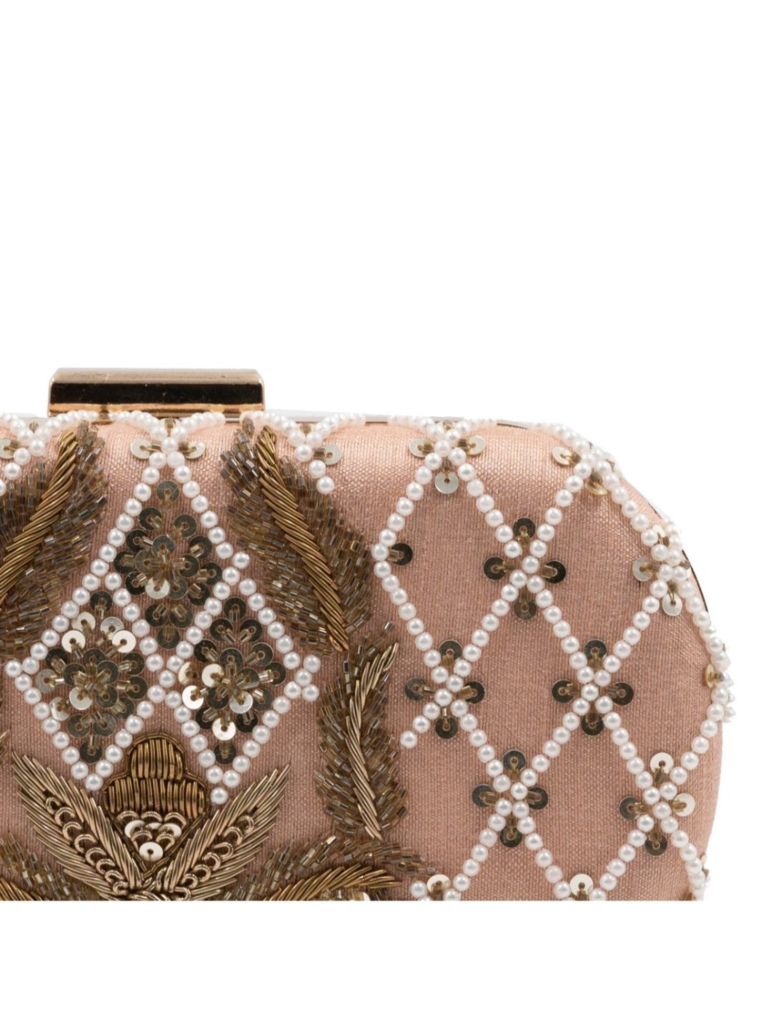 Sugarcrush Beige Luxury Embroidered Small Clutch