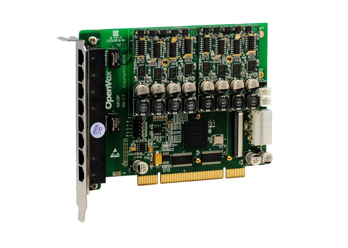 OpenVox A810P20 8 Port Analog PCI card base board + 2 FXS400 + 0 FXO400