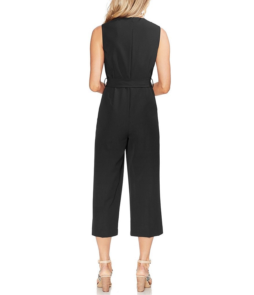Vince Camuto Sleeveless Belted Wide Leg Crop Jumpsuit