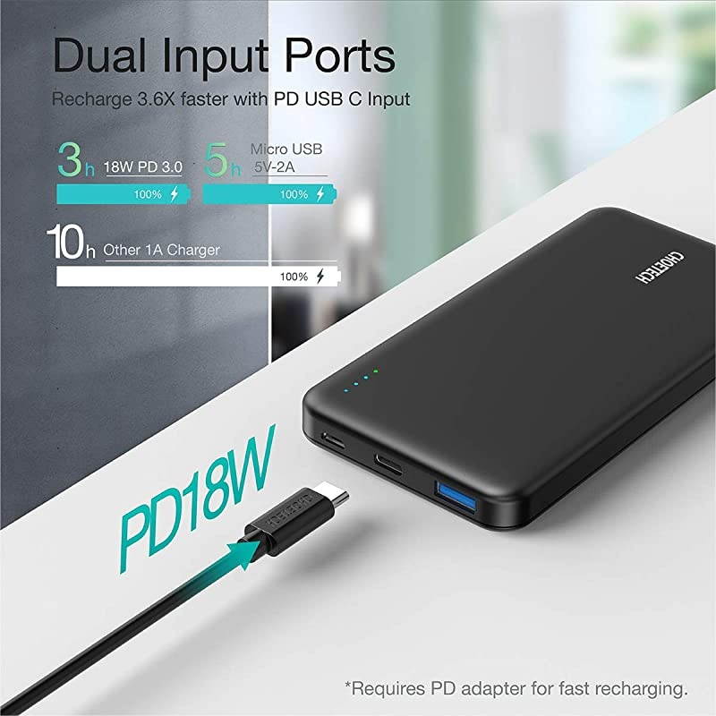 Power Bank USB C for iPhone 12,  10000mAh PD 18W Portable Charger QC 3.0 External Battery Pack Compatible with iPhone 12 Mini/12 Pro Max/11 Pro, Galaxy S20/S20 Ultra, iPad Pro,Nintendo Switch