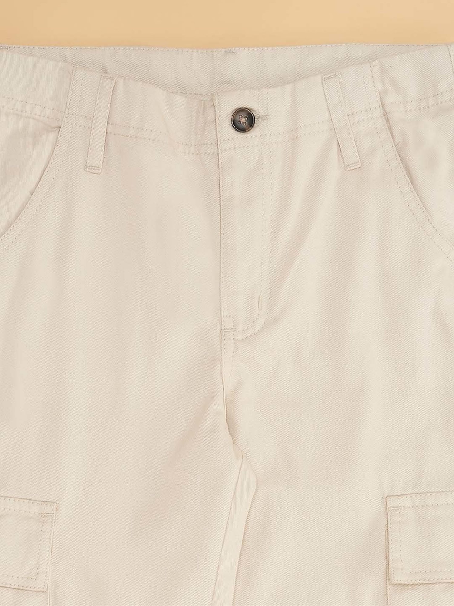 YU by Pantaloons Boys Beige Cotton Regular Fit Trousers